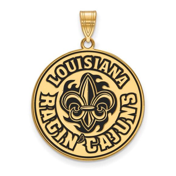 14k Gold Plate Silver U. of Louisiana at Lafayette Enamel Pendant
